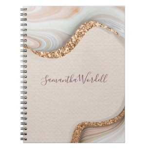 Caderno Espiral Glitter Dourado de Grelha de Agitação Rosa Persona