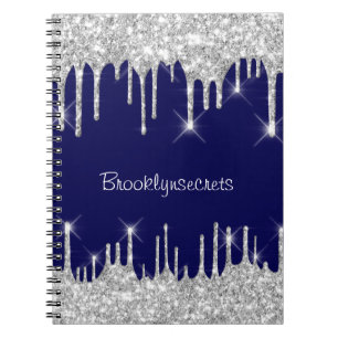 Caderno Espiral Glitter Efeito da Glitter Marinho Azul Nome do Cor