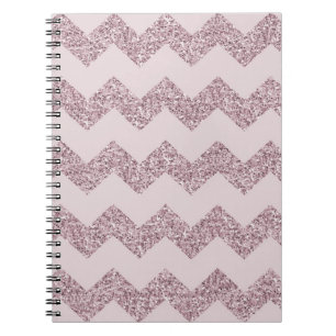 Caderno Espiral Glitter Faux Chevron Rosa