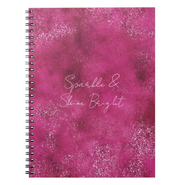 Caderno Espiral Glitter Glitter Abstrato Rosa Girassol (Frente)