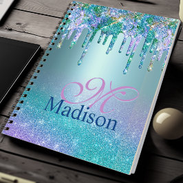 Caderno Espiral Glitter ombre púrpura da turquesa púrpura goteja m