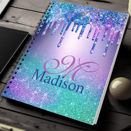 Caderno Espiral Glitter ombre púrpura púrpura púrpura pingue-gota 