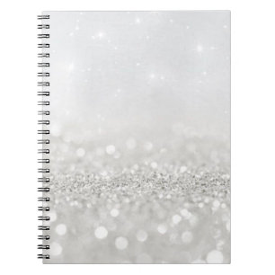 Caderno Espiral Glitter prateado