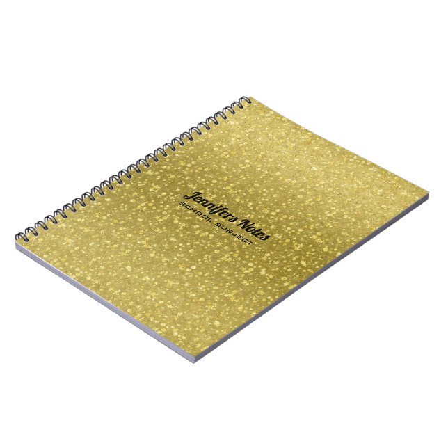 Caderno Espiral Glitter Retroativo Dourado E Faíscas (Left Side)