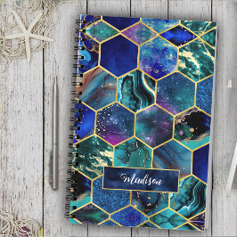 Caderno Espiral Glitter Turquoise azul-escura-escura