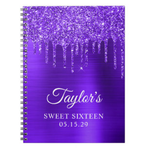 Caderno Espiral Glitter Violeta Roxo - Colírio Doce 16