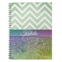 Glittery Green and Purple Chevron