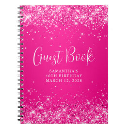 Caderno Espiral Glittery Hot Pink Ombre aniversário de 40 anos Gue
