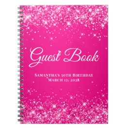 Caderno Espiral Glittery Hot Pink Ombre Birthday Celebration convi