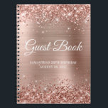 Caderno Espiral Glittery Rosa Gold Foil 50th Birthday Guestbook<br><div class="desc">Crie seu próprio livro de hóspedes para a celebração da 50ª festa de aniversário neste caderno de vazios. Garota cintilante, brilho rosa de ouro colorido no canto superior e inferior sobre um rosa dourado e fundo branco de película metálica fina e esbranquiçada em fundo digital. Você pode personalizar a cor,...</div>
