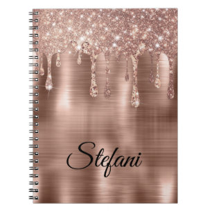 Caderno Espiral Glittery Rose Gold Drives Duas Cartões De Nome