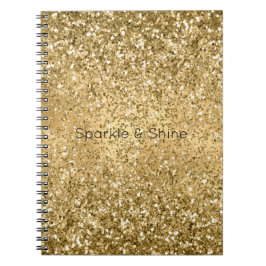 Caderno Espiral Glitzy Dourado Glam Glitter Sparkle