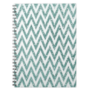 Caderno Espiral Glitzy Green White Chevron Stripes