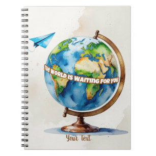 Caderno Espiral Globe de aquarelas e Design de avião de papel