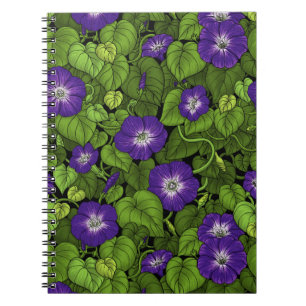 Caderno Espiral Glória da manhã em roxo e verde