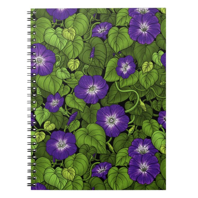 Caderno Espiral Glória da manhã em roxo e verde (Frente)