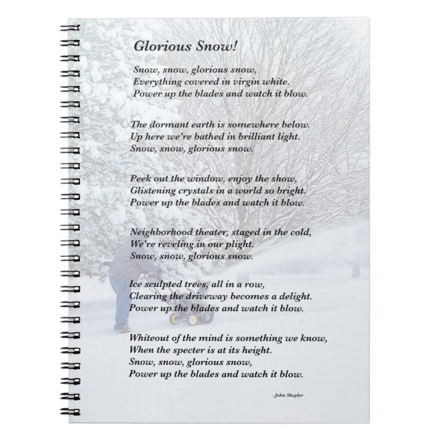 Caderno Espiral Glorioso Poema Sazonal da Neve (Frente)