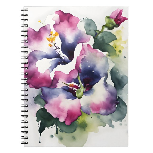 Caderno Espiral Gloxinia - Flores em aquarela (Frente)