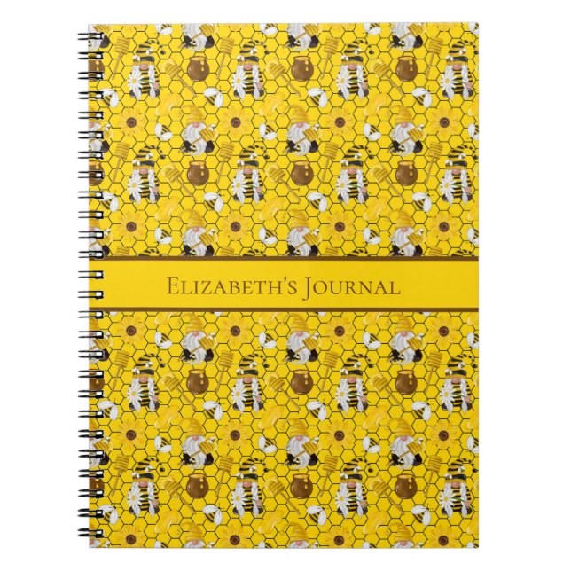 Caderno Espiral Gnome Yellow Sunflower Beers Honey Diário Notebook (Frente)