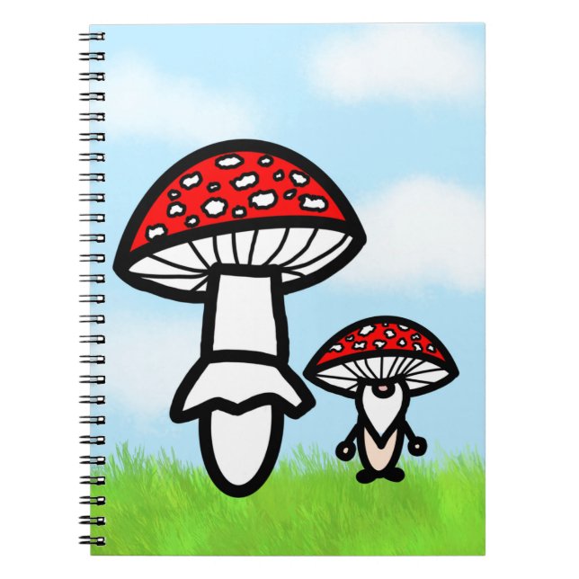 Caderno Espiral Gnomo de cogumelo com cogumelo (Frente)
