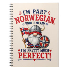 Caderno Espiral Gnomo Viking/Norueguês Engraçado, "Sou Parte Norue