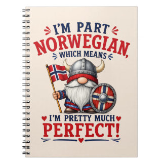 Caderno Espiral Gnomo Viking/Norueguês Engraçado, "Sou Parte Norue