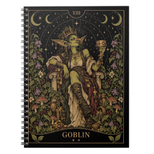 Caderno Espiral Goblin, Arte do Tarot Estrelado