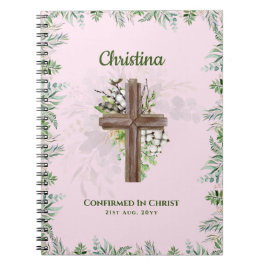 Caderno Espiral Godchild CONFIRMATION Pink Greenery Cross
