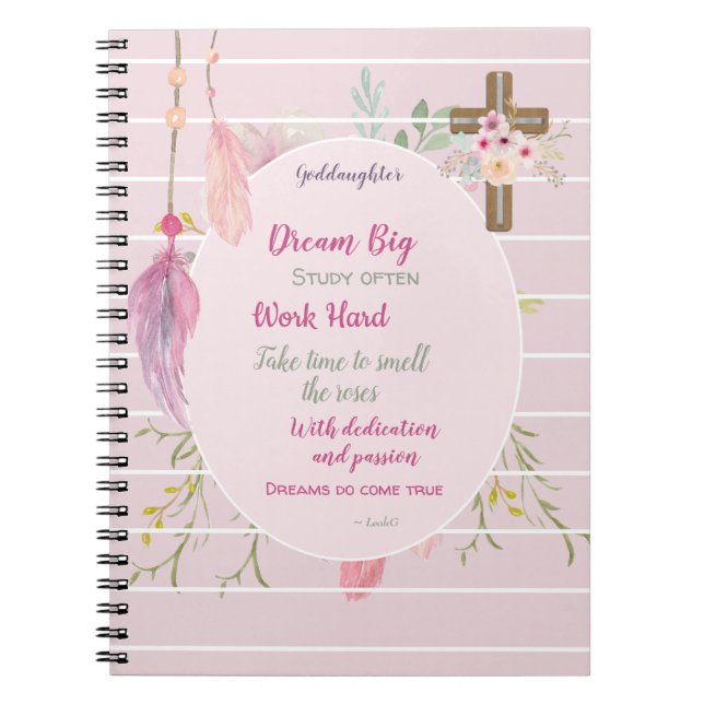Caderno Espiral Godchild Gift Palavras Motivacionais Personalizada (Frente)