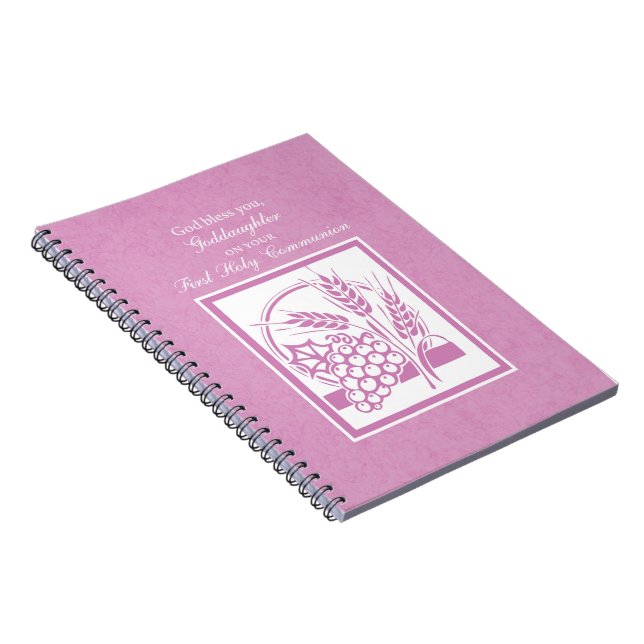 Caderno Espiral GodFilha Primeira Comunhão, Rosa (Lado Direito)