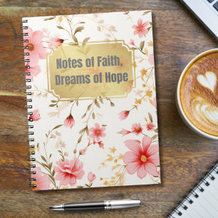 Caderno Espiral .Godly Cita O Padrão Floral De Vintage Rosa