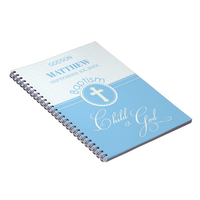 Caderno Espiral Godson Baptism Blue Child of Deus Personalizado (Lado Direito)