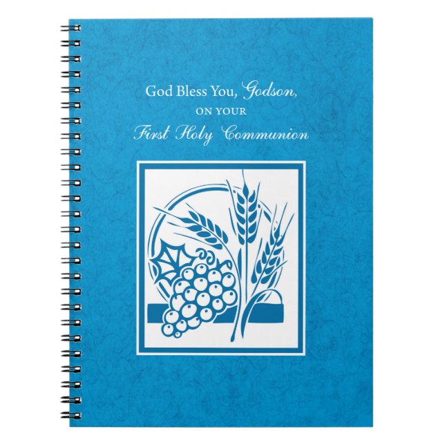 Caderno Espiral Godson First Communion, Trigo, Uva Azul (Frente)