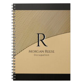 Caderno Espiral Gold Design, Name & Monogram, Occupation