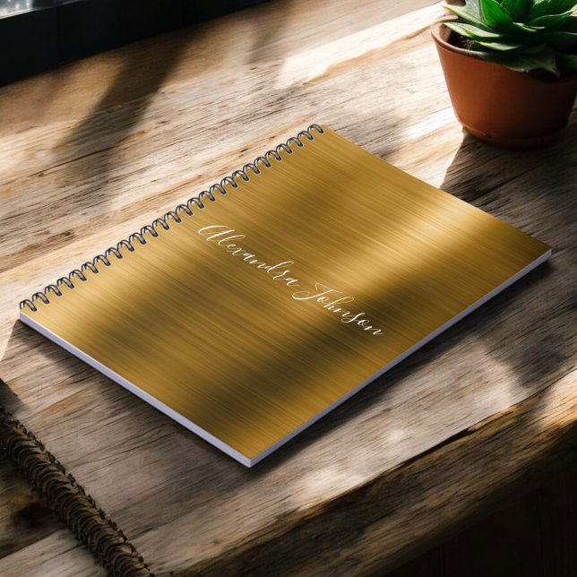 Caderno Espiral Gold Foil Elegante Luxo Moderno (Criador carregado)