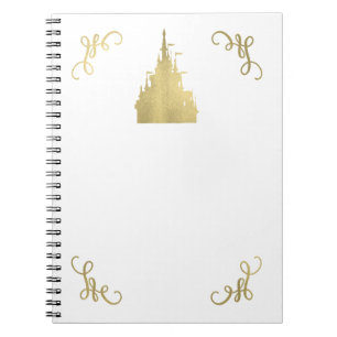 Caderno Espiral Gold Foil Princess Flag Castle Storybook Elegante
