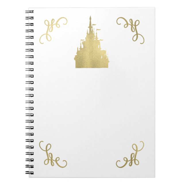 Caderno Espiral Gold Foil Princess Flag Castle Storybook Elegante (Frente)