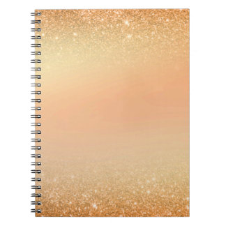 Caderno Espiral Gold & Orange Notebook with Sparkle Glam Aesthetic