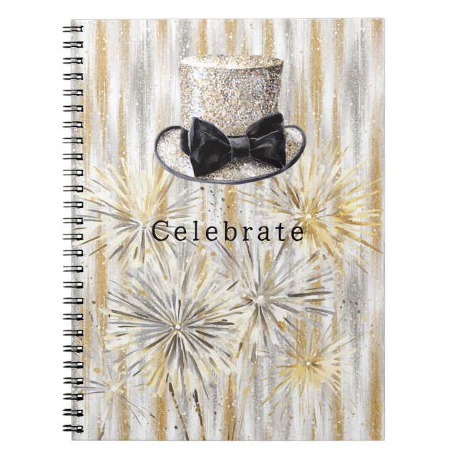 Caderno Espiral Gold Silver Hat New Year (Frente)