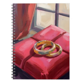 Caderno Espiral Gold Wedding Rings Watercolor