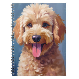 Caderno Espiral Golden Doodle   Pintura em Aquarela de Cachorro Pe
