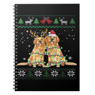 Caderno Espiral Golden retriever Cão feio de Natal Funny Christma