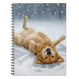 Caderno Espiral Golden Retriever Fazendo um Anjo de Neve