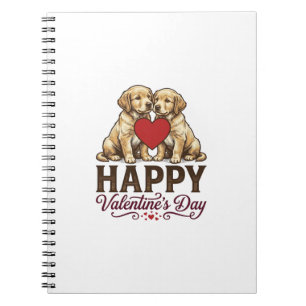 Caderno Espiral Golden Retriever Feliz Dia dos Namorados