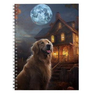 Caderno Espiral Golden Retriever Halloween Assustador