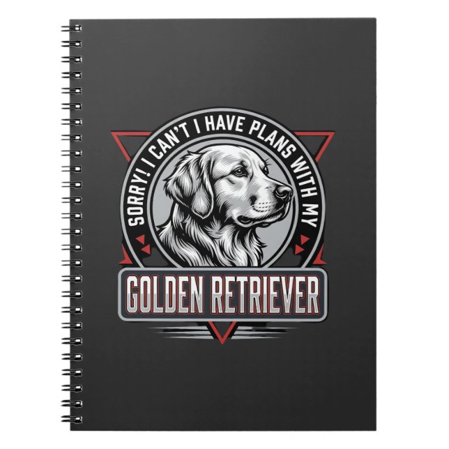 Caderno Espiral Golden Retriever Planeja Design de Crachá de Cacho (Frente)