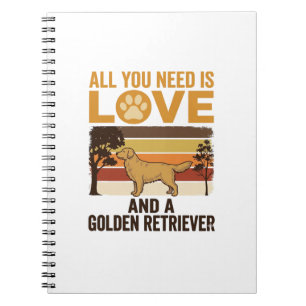 Caderno Espiral Golden Retriever Tudo o que Você Precisa é Amor Vi