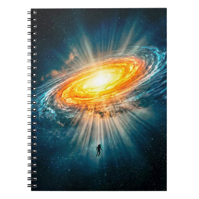 Caderno Espiral Golden Spiral Galaxy Astronaut Sci-Fi Space (Frente)