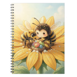 Caderno Espiral Goldene Hummel im Blütentanz1