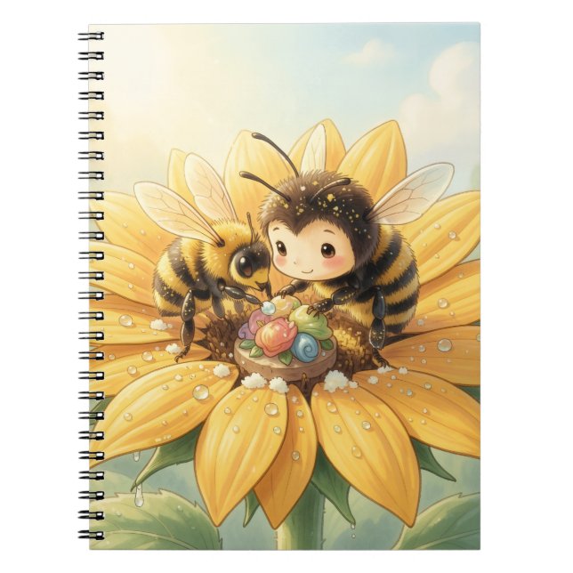 Caderno Espiral Goldene Hummel im Blütentanz1 (Frente)